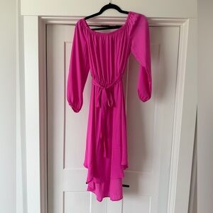 Forever 21 Fuchsia Off-Shoulder High-Low Dress with Tie Waist